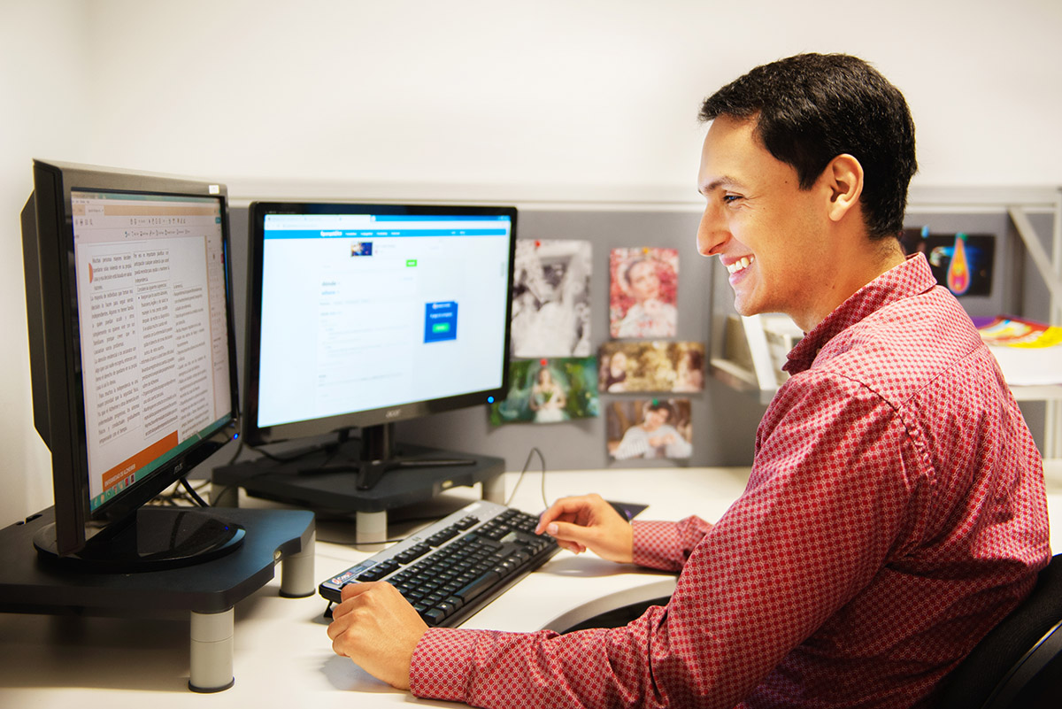 man using computer