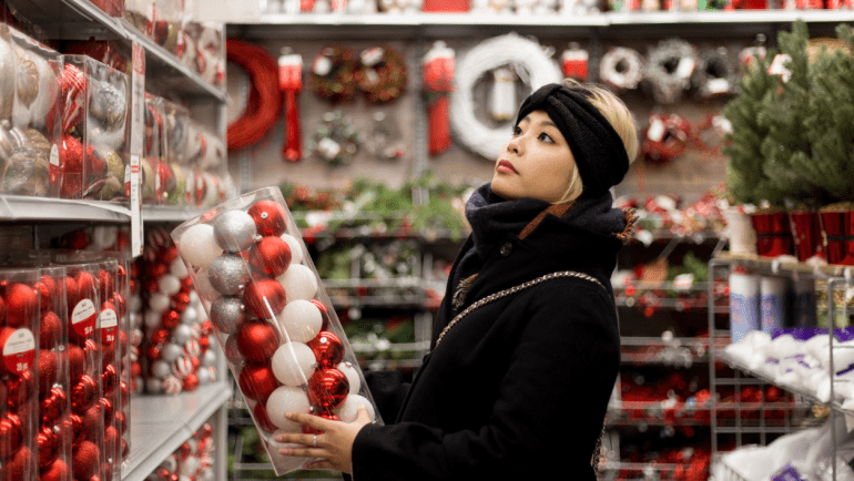 Lady shopping during the Christmas holidays