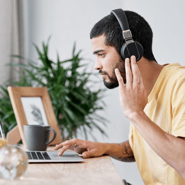 Inclusive workplace with headphones