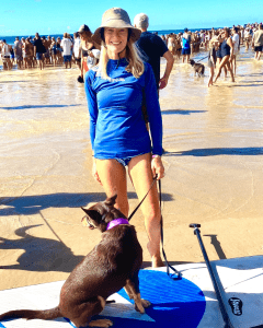 Danielle at the beach with dog
